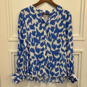 Part Two Drapy Blue and White Blouse